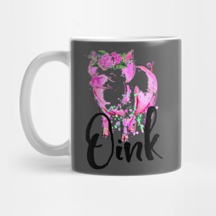 Pig Pink Flower Design. Mug